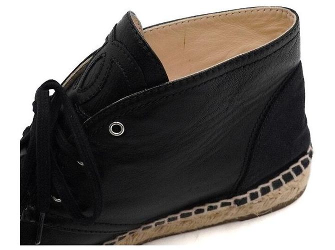 Chanel Sneakers espadrillas mid-top da donna in pelle nera Nero - vista 9