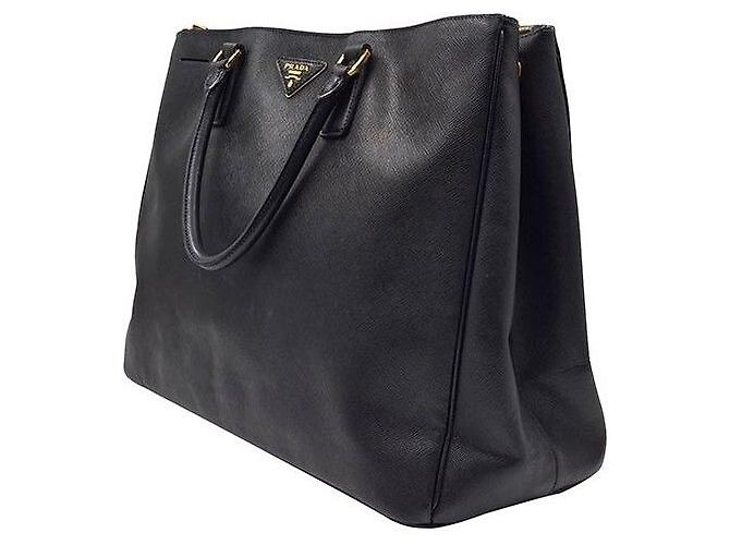 Borsa Tote Prada in pelle Saffiano nera Nero - vista 2