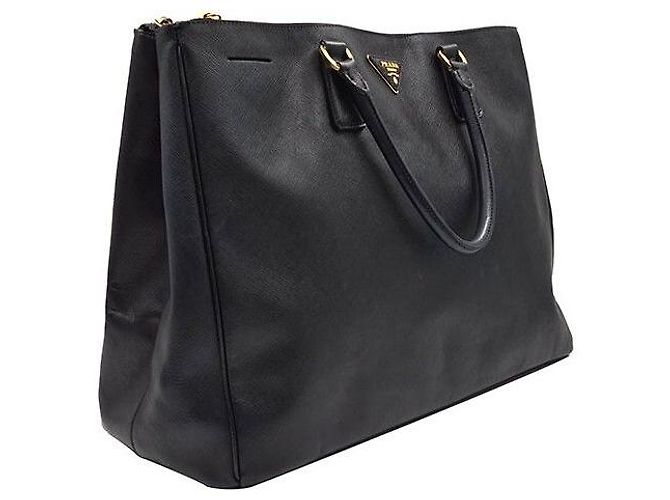 Borsa Tote Prada in pelle Saffiano nera Nero - vista 3