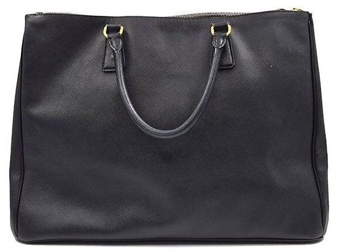 Borsa Tote Prada in pelle Saffiano nera Nero - vista 4