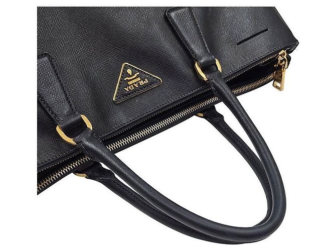 Borsa Tote Prada in pelle Saffiano nera Nero - vista 5