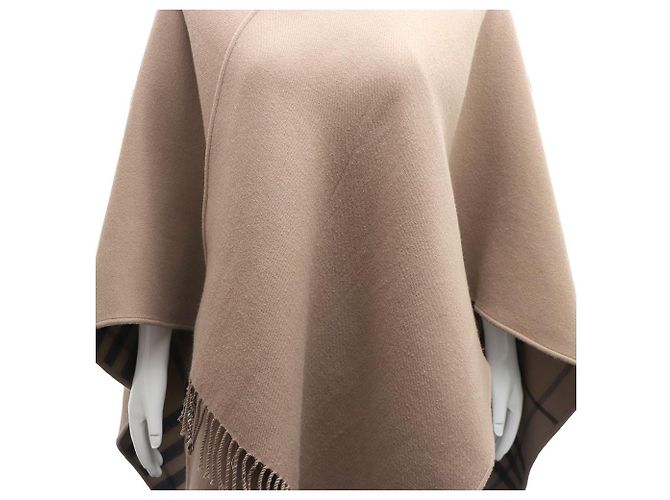 Burberry Sciarpa e mantella poncho a quadri in lana Marrone - vista 3