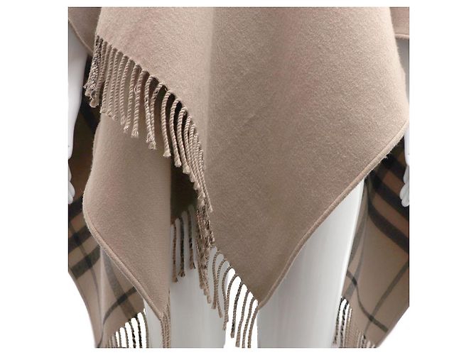Burberry Sciarpa e mantella poncho a quadri in lana Marrone - vista 4