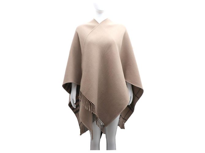 Burberry Sciarpa e mantella poncho a quadri in lana Marrone - vista 9