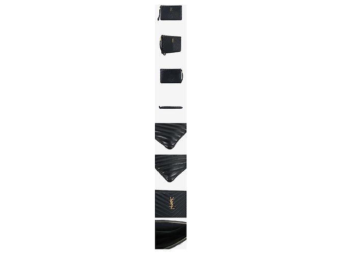 Saint Laurent Clutch Matelassé New Medium Black con dettagli dorati Nero - vista 2