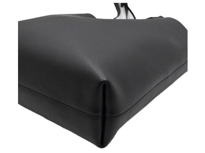 Saint Laurent Sac cabas Shopper North South en cuir de veau noir avec bandoulière - vue 8