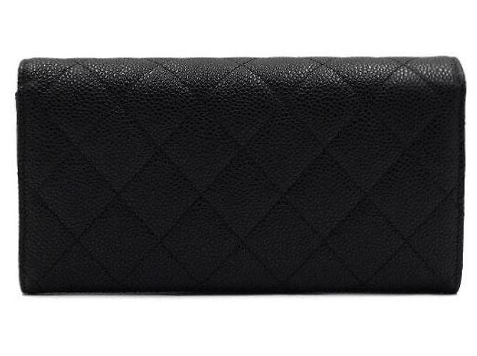 Chanel Portafoglio lungo con patta Timeless in Caviar nero e CC argento - vista 5