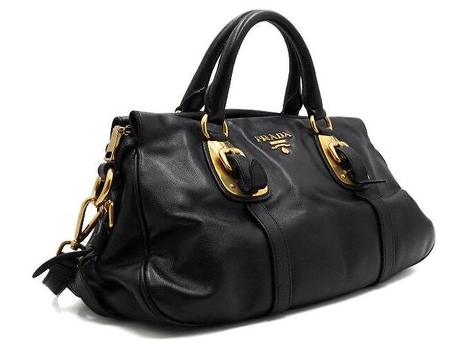 Prada Borsa Tote e a tracolla in pelle di vitello nera morbida con logo Nero - vista 3