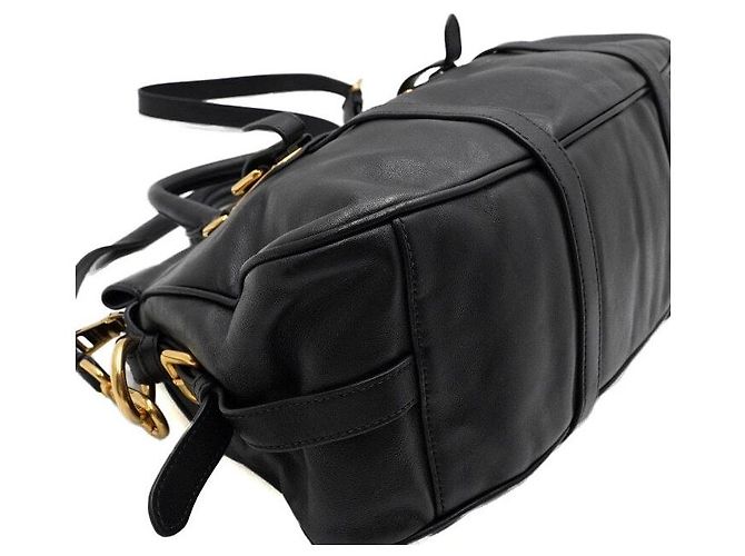 Prada Borsa Tote e a tracolla in pelle di vitello nera morbida con logo Nero - vista 7