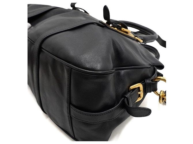 Prada Borsa Tote e a tracolla in pelle di vitello nera morbida con logo Nero - vista 8
