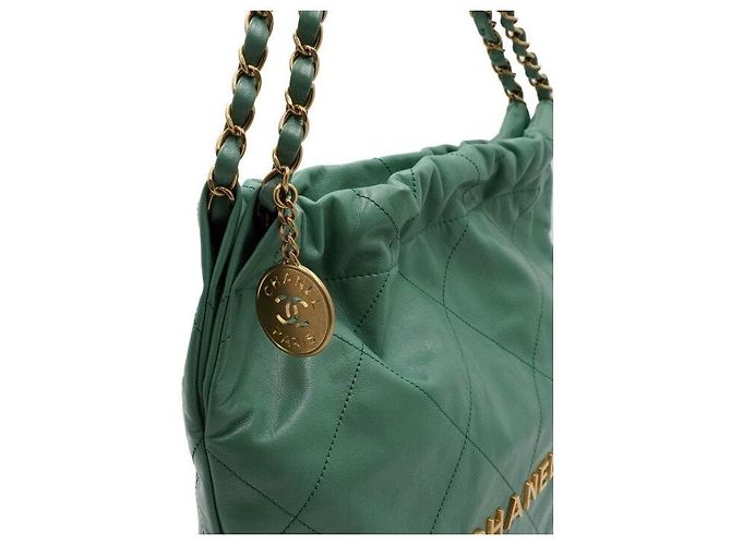 Chanel Picca borsa a tracolla e crossbody in metallo dorato Verde - vista 10