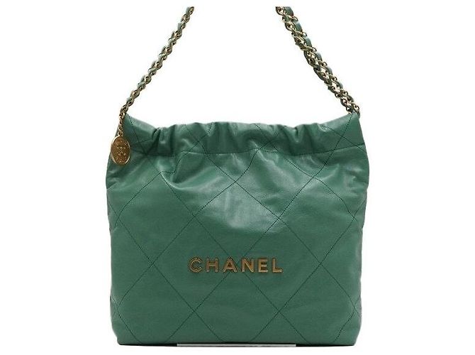 Chanel Picca borsa a tracolla e crossbody in metallo dorato Verde - vista 2