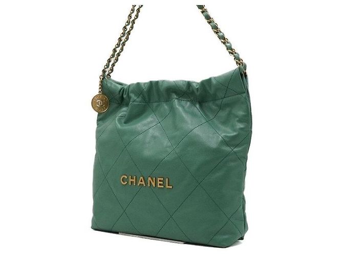 Chanel Picca borsa a tracolla e crossbody in metallo dorato Verde - vista 3