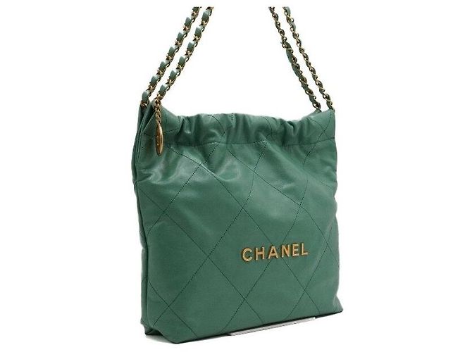 Chanel Picca borsa a tracolla e crossbody in metallo dorato Verde - vista 4