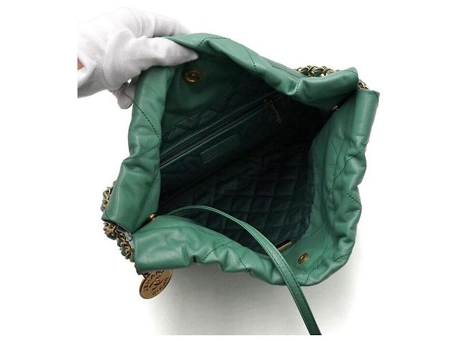 Chanel Picca borsa a tracolla e crossbody in metallo dorato Verde - vista 6