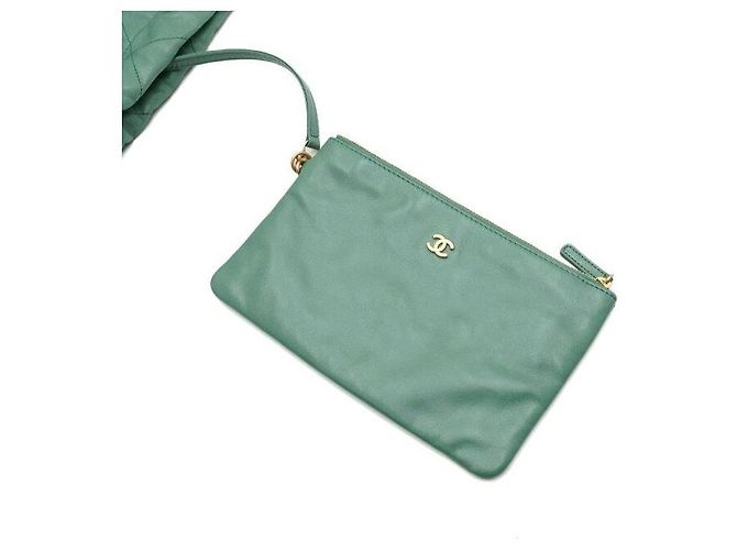 Chanel Picca borsa a tracolla e crossbody in metallo dorato Verde - vista 7