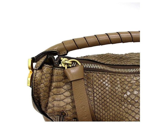 Chloé Marcie Large Python Tote Bag Hellbraun - Ansicht 11