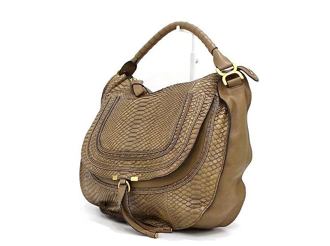 Chloé Marcie Large Python Tote Bag Hellbraun - Ansicht 2