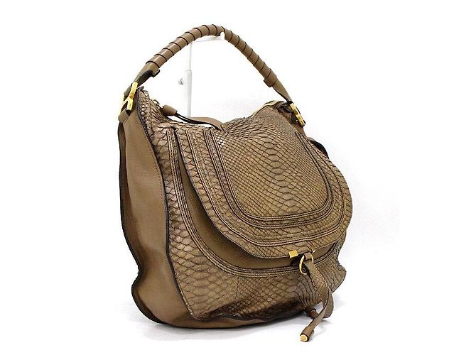 Chloé Marcie Large Python Tote Bag Hellbraun - Ansicht 3