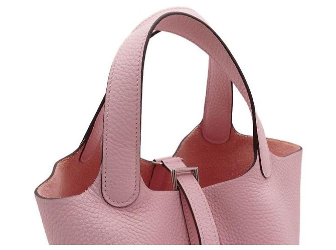 Hermès Borsa Picotin in Taurillon Clemence Rose Sakura con Lucchetto Argento Rosa - vista 11