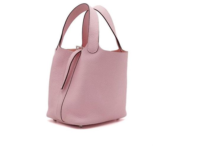 Hermès Borsa Picotin in Taurillon Clemence Rose Sakura con Lucchetto Argento Rosa - vista 3