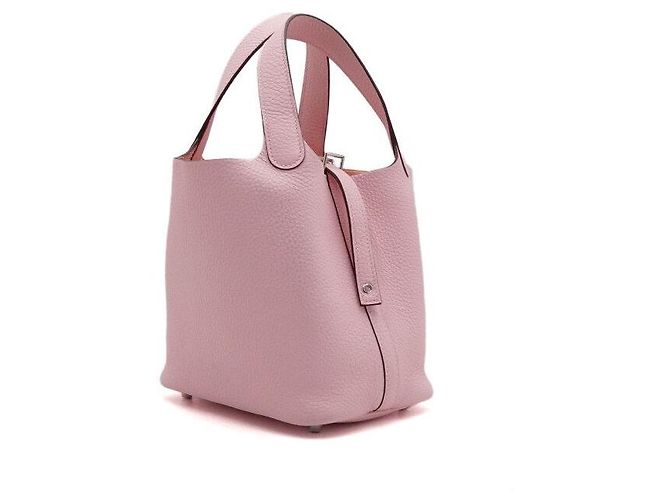 Hermès Borsa Picotin in Taurillon Clemence Rose Sakura con Lucchetto Argento Rosa - vista 4