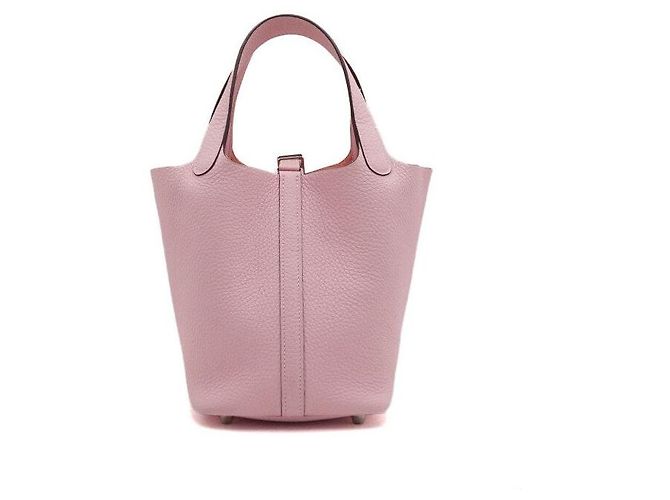 Hermès Borsa Picotin in Taurillon Clemence Rose Sakura con Lucchetto Argento Rosa - vista 5