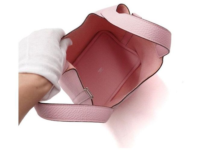 Hermès Borsa Picotin in Taurillon Clemence Rose Sakura con Lucchetto Argento Rosa - vista 6