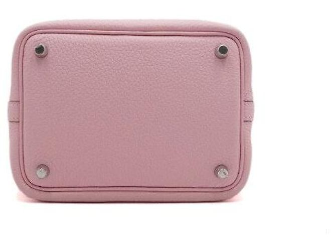 Hermès Borsa Picotin in Taurillon Clemence Rose Sakura con Lucchetto Argento Rosa - vista 7