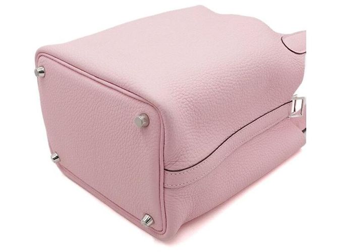 Hermès Borsa Picotin in Taurillon Clemence Rose Sakura con Lucchetto Argento Rosa - vista 8