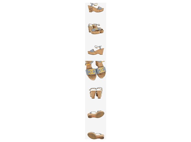 Chanel Sandali con zeppa in sughero Coco Stripe Heel Multicolore - vista 2