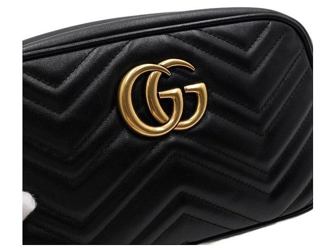 Marmont Gucci Picca borsa a tracolla e crossbody matelassé con catena Nero - vista 10