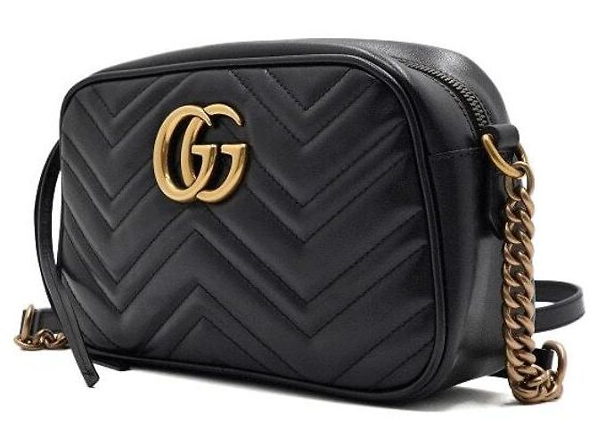 Marmont Gucci Picca borsa a tracolla e crossbody matelassé con catena Nero - vista 2