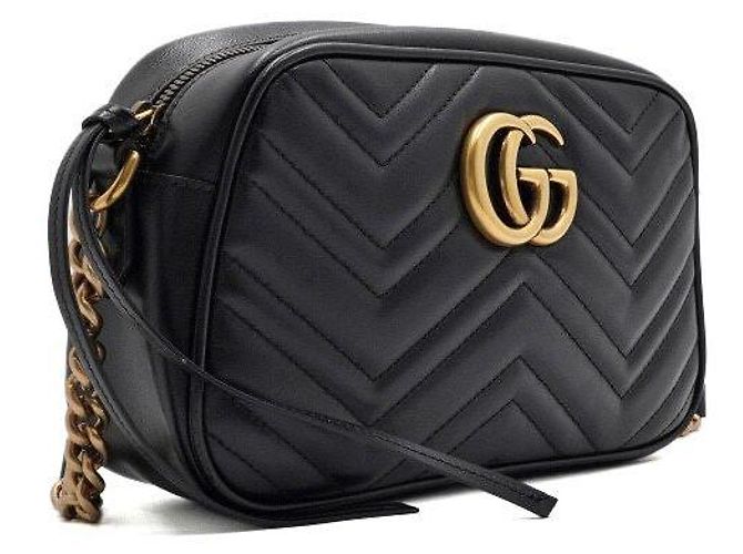 Marmont Gucci Picca borsa a tracolla e crossbody matelassé con catena Nero - vista 3