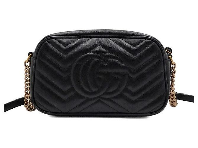 Marmont Gucci Picca borsa a tracolla e crossbody matelassé con catena Nero - vista 4