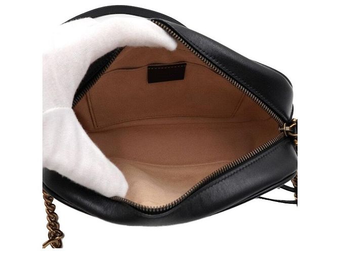 Marmont Gucci Picca borsa a tracolla e crossbody matelassé con catena Nero - vista 5