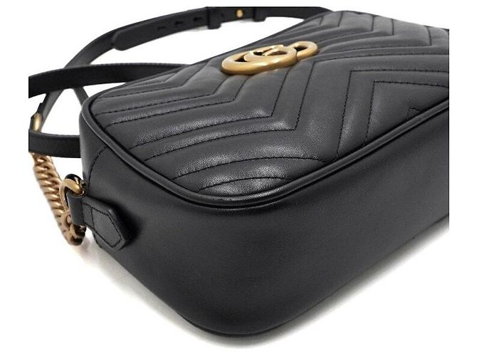 Marmont Gucci Picca borsa a tracolla e crossbody matelassé con catena Nero - vista 7