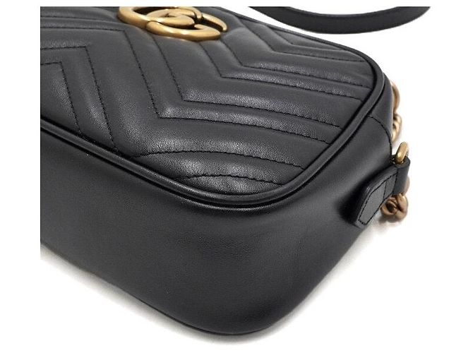 Marmont Gucci Picca borsa a tracolla e crossbody matelassé con catena Nero - vista 8