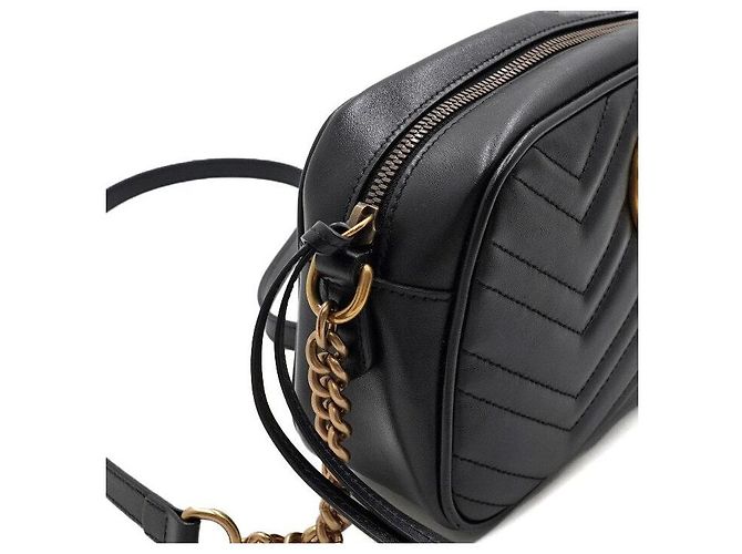 Marmont Gucci Picca borsa a tracolla e crossbody matelassé con catena Nero - vista 9