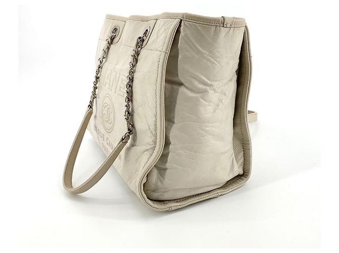 Chanel Borsa a tracolla Deauville in pelle Bianco - vista 3