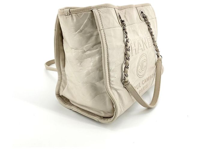 Chanel Borsa a tracolla Deauville in pelle Bianco - vista 4