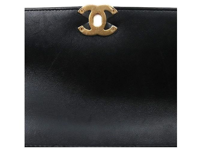 Chanel Borsa a spalla con patta in pelle nera e catena in metallo dorato Nero - vista 9