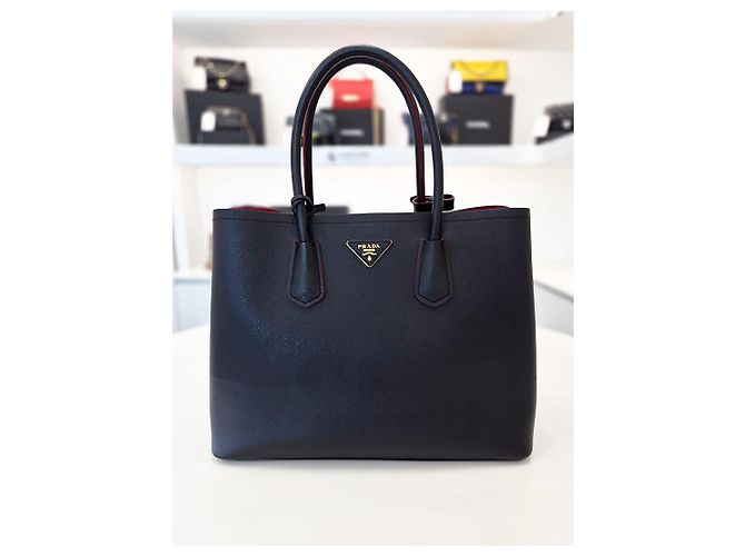 Prada Borsa a Tracolla Tote Saffiano Double Gold Nera Nero - vista 3