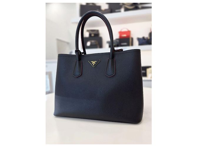Prada Borsa a Tracolla Tote Saffiano Double Gold Nera Nero - vista 4