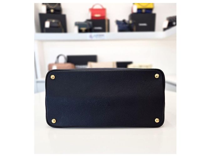 Prada Borsa a Tracolla Tote Saffiano Double Gold Nera Nero - vista 7