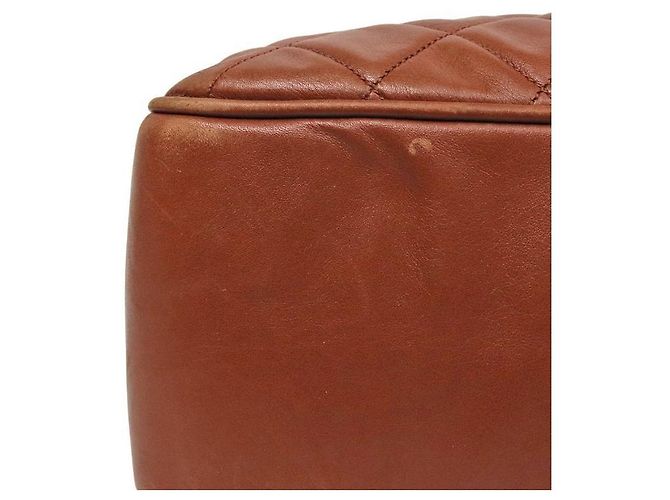 Chanel Borsa a tracolla matelassé in pelle di agnello marrone con catena - vista 6