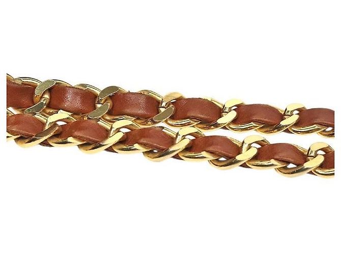 Chanel Borsa a tracolla matelassé in pelle di agnello marrone con catena - vista 8