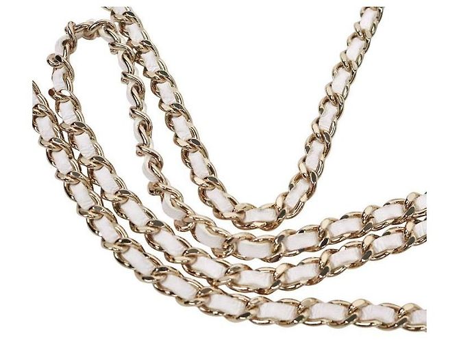 Chanel Borsa a tracolla bianca trapuntata con patta e catena Bianco - vista 7