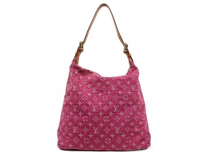 Louis Vuitton Bolso de hombro slouchy de denim rosa - vista 3