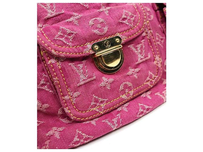 Louis Vuitton Bolso de hombro slouchy de denim rosa - vista 8